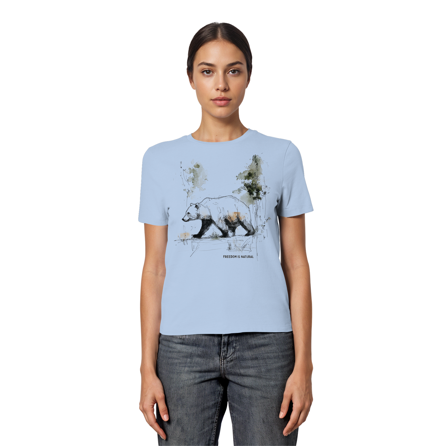 Bär Sketch Art Style - Fitted Ladies Organic Shirt