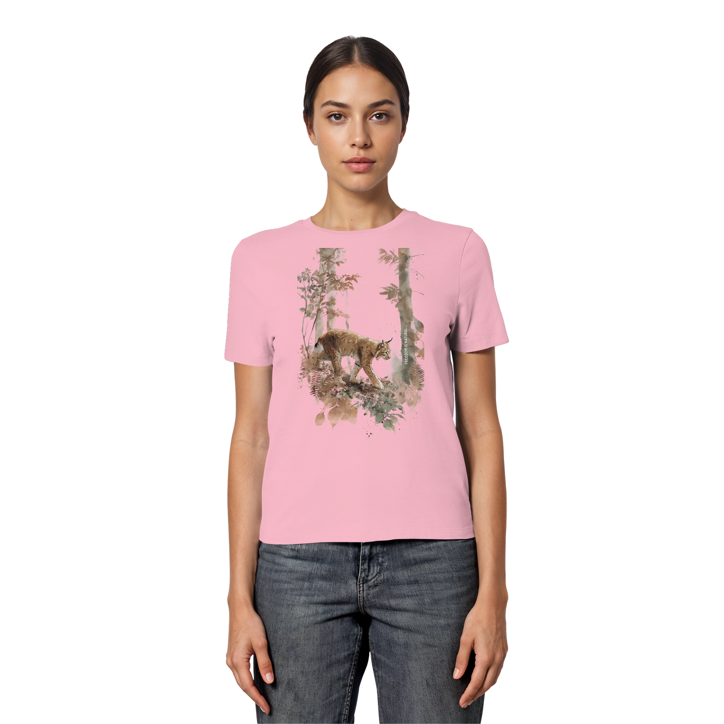 Luchs Watercolor Style - Fitted Ladies Organic Shirt