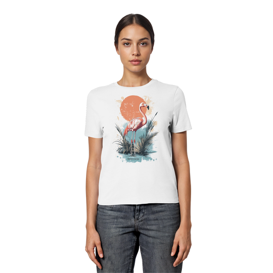 Flamingo Watercolor Style - Fitted Ladies Organic Shirt