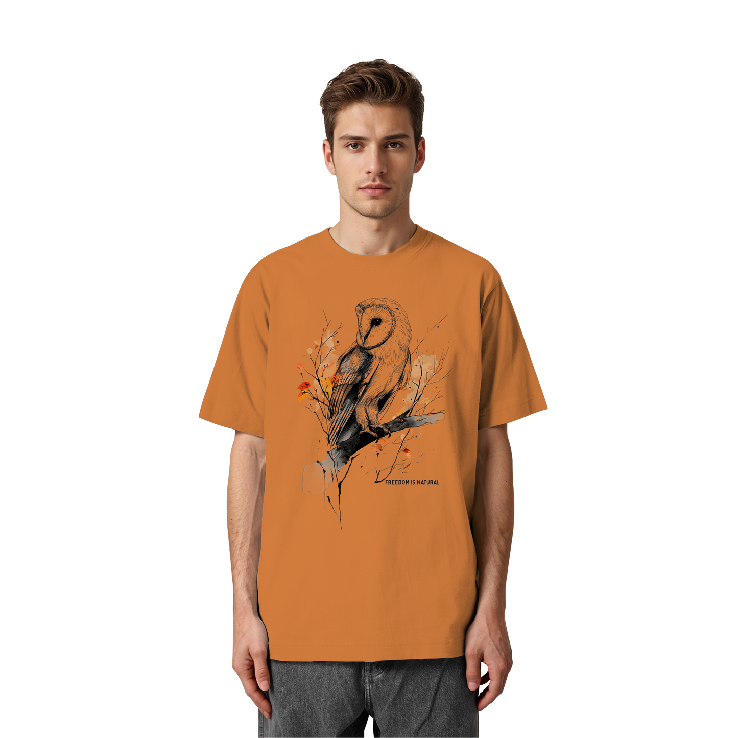 Eule Sketch Art Style - Heavy Oversized Organic Shirt