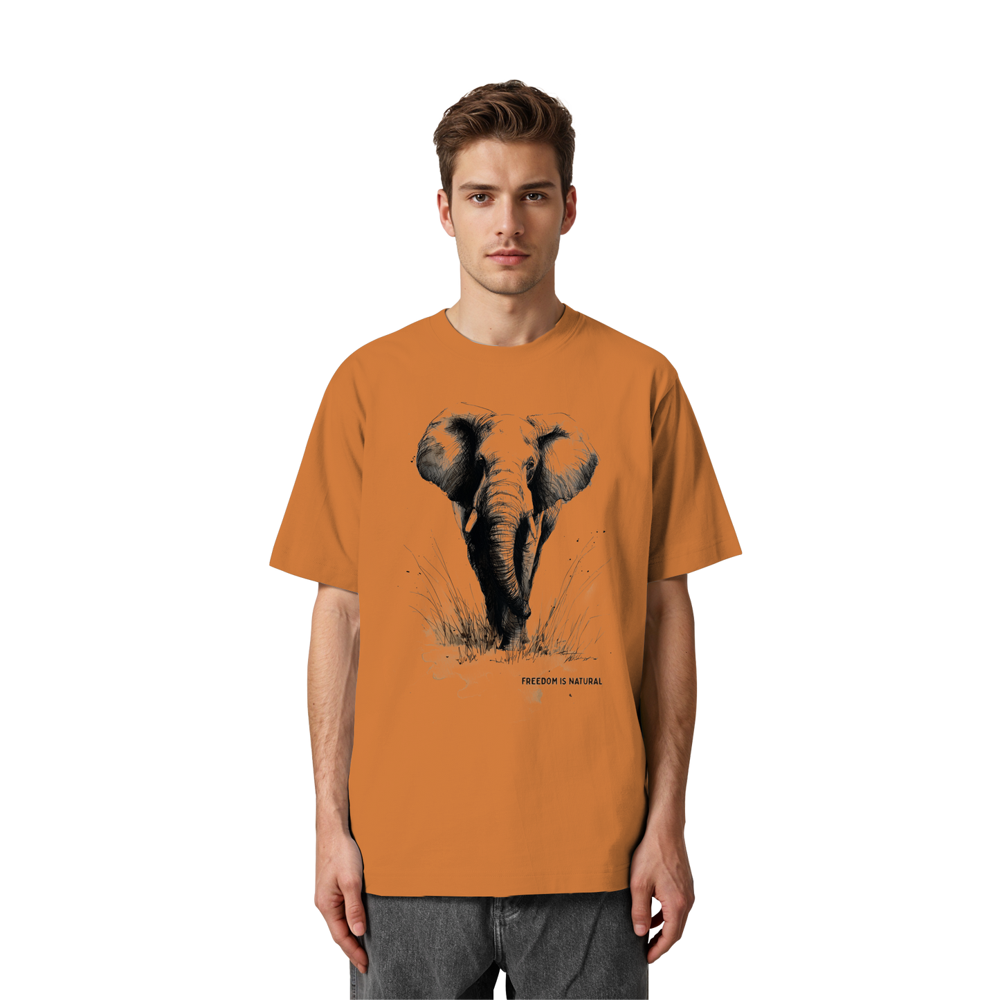 Elefant Sketch Art Style - Heavy Oversized Organic Shirt