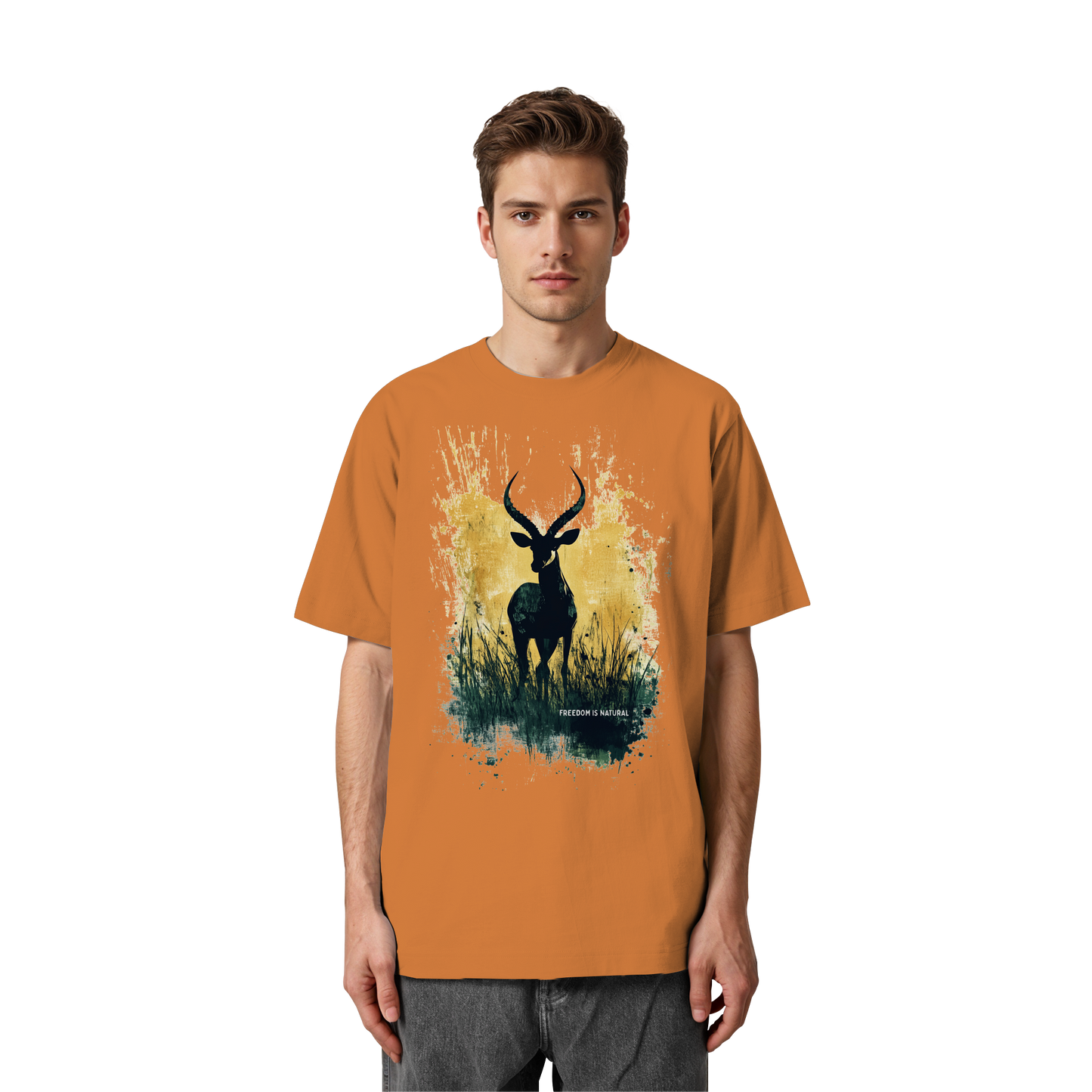 Antilope Watercolor Style - Heavy Oversized Organic Shirt