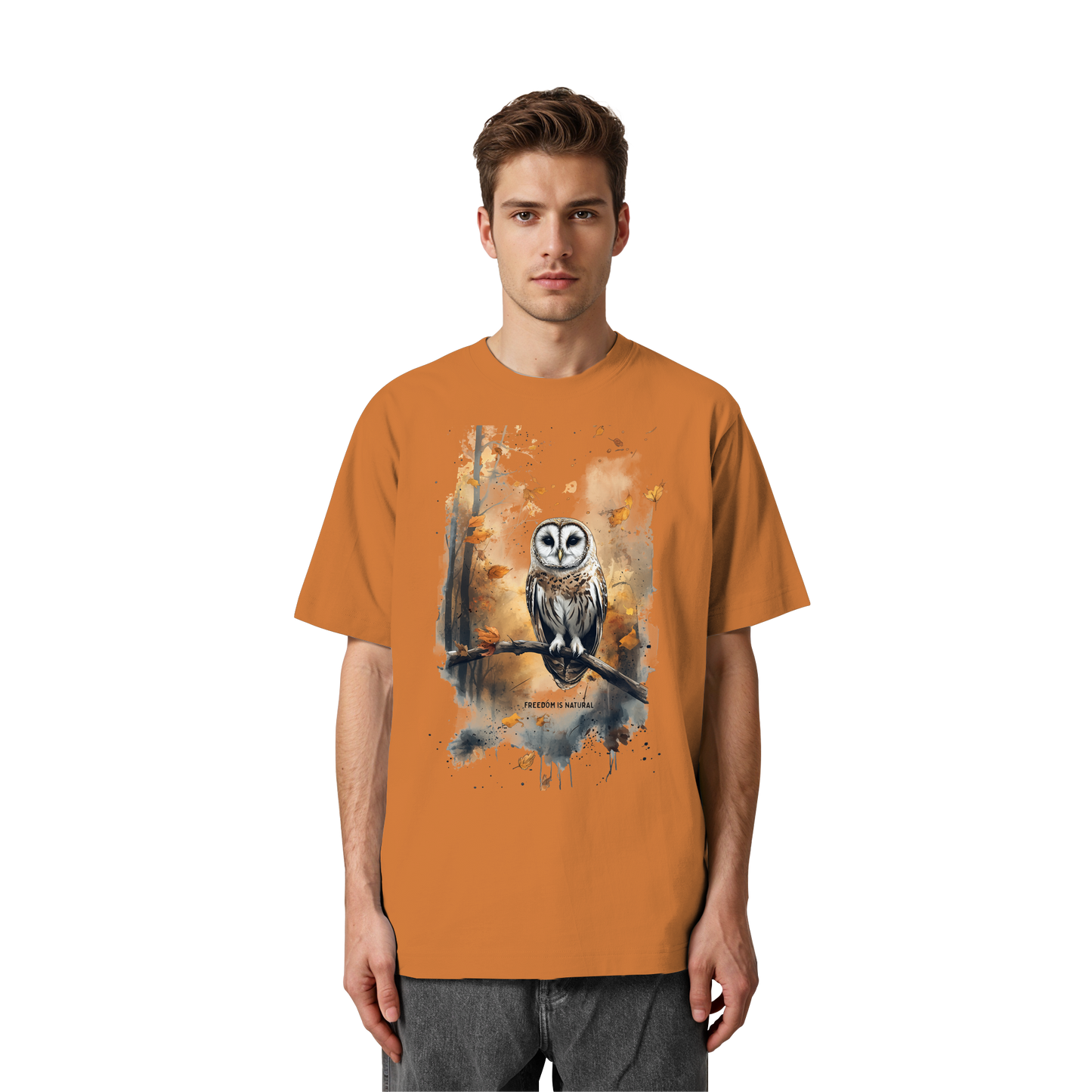 Eule Watercolor Style - Heavy Oversized Organic Shirt