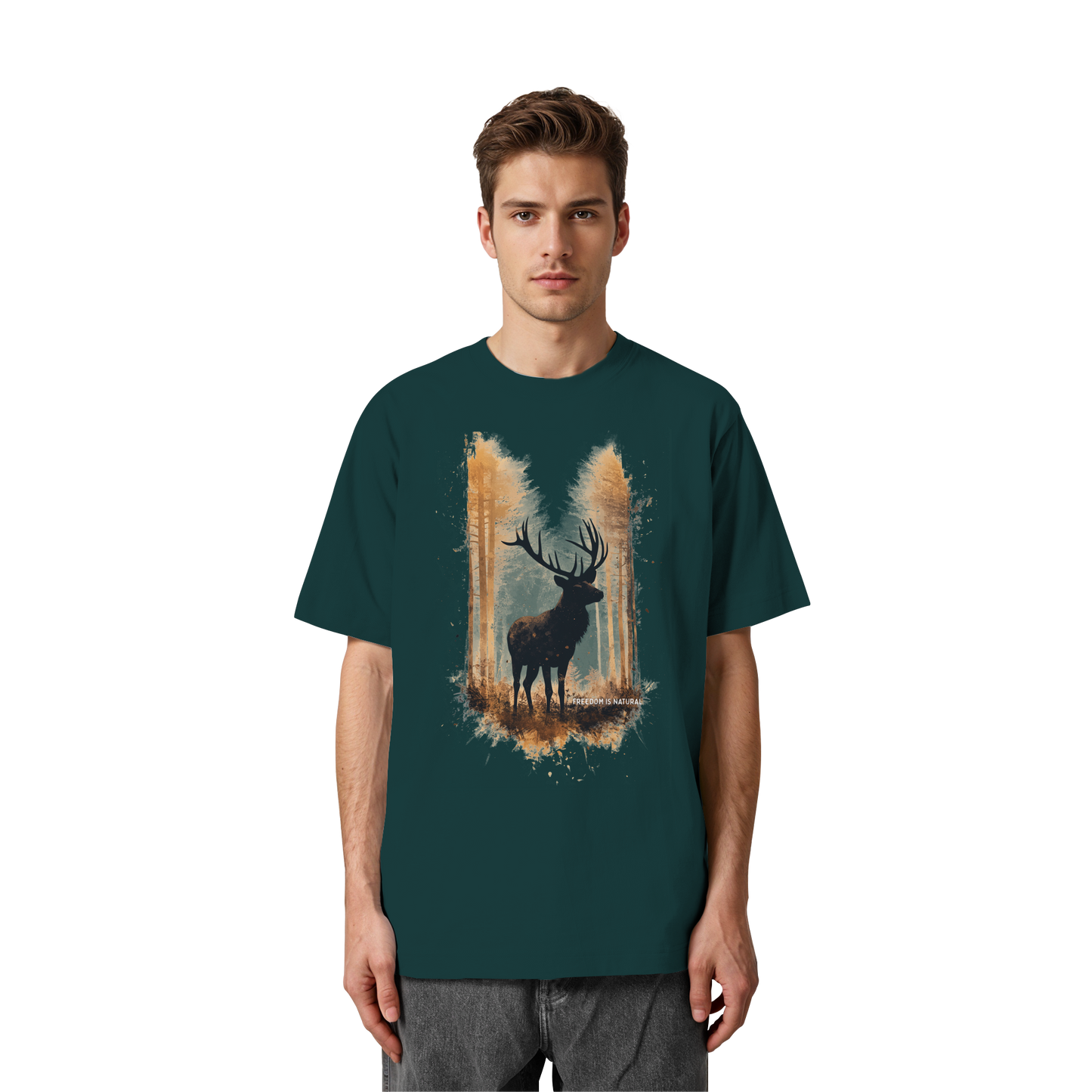 Hirsch Watercolor Style - Heavy Oversized Organic Shirt