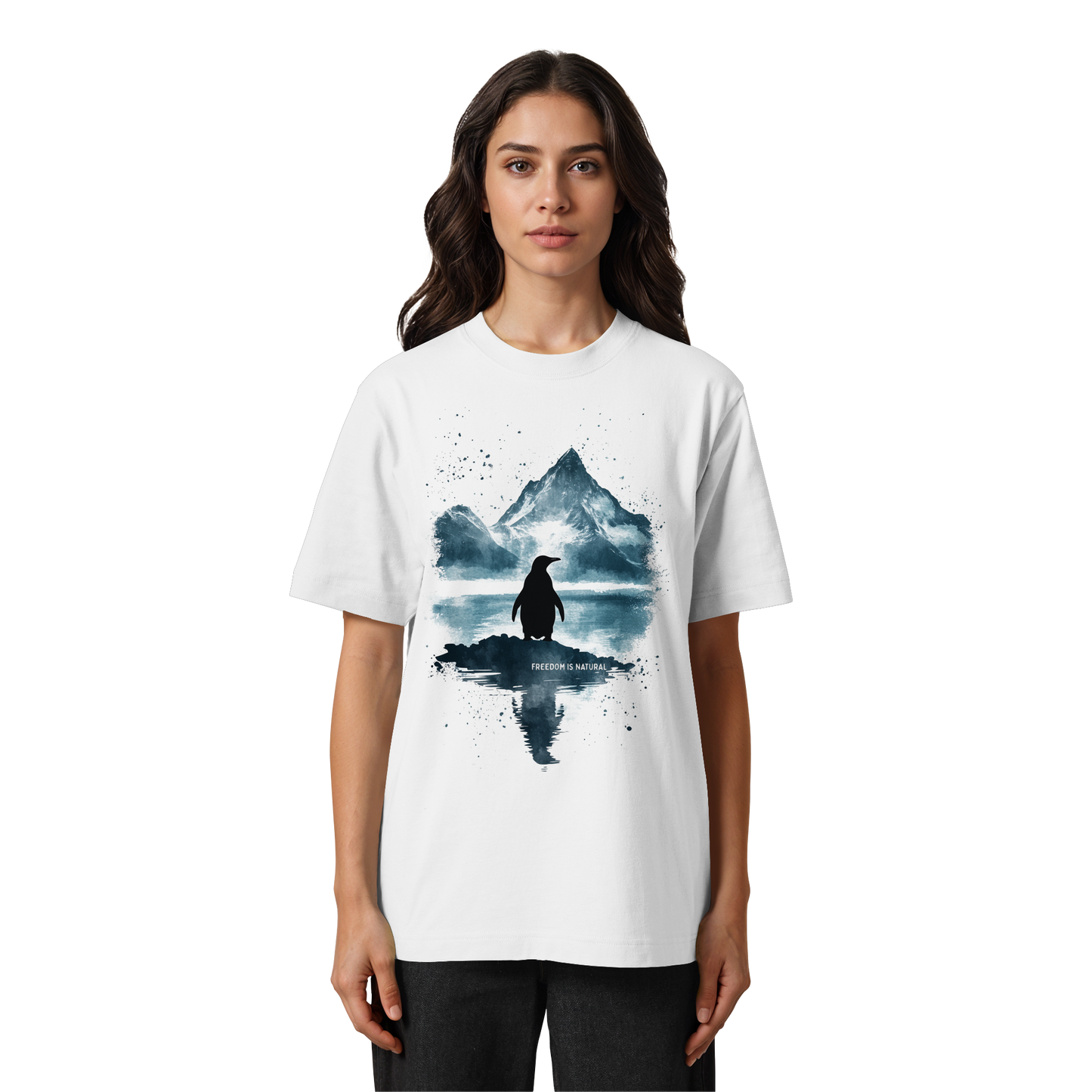 Pinguin Watercolor Style - Heavy Oversized Organic Shirt
