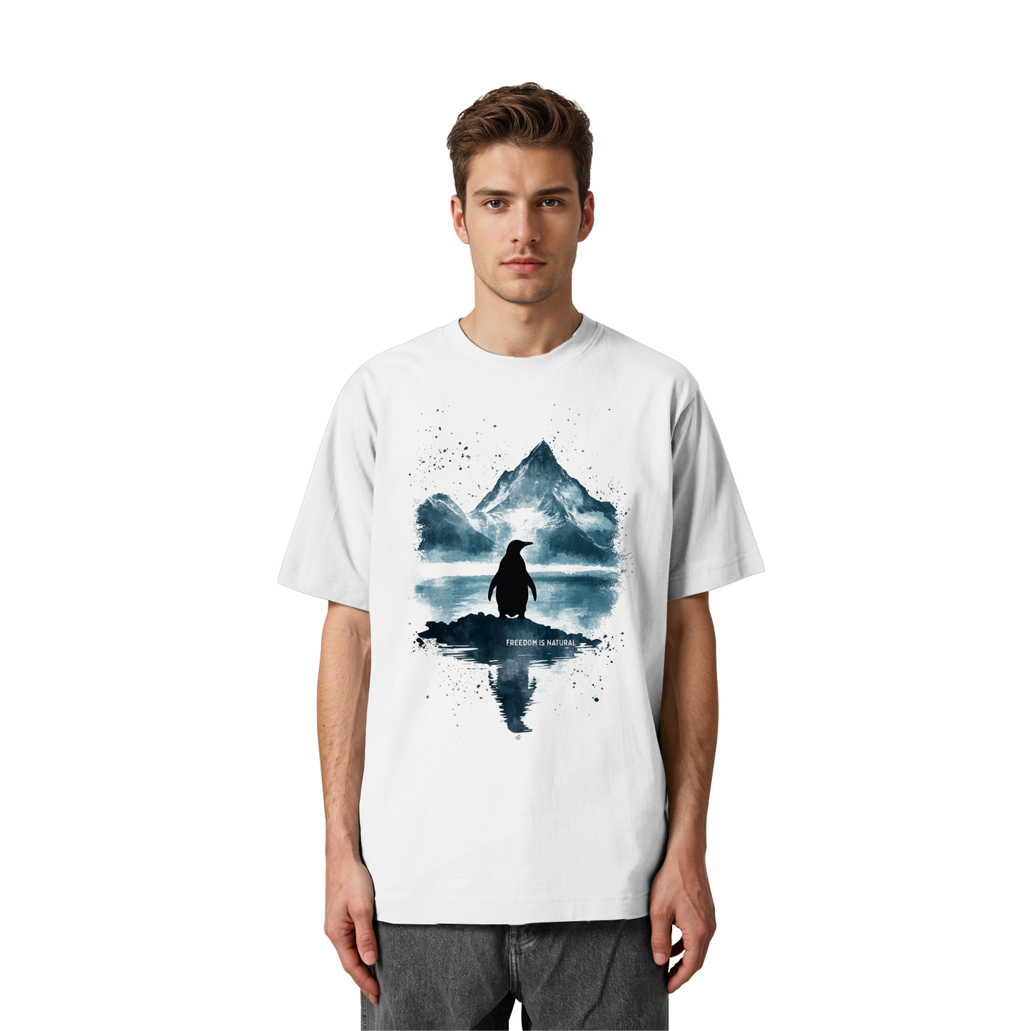Pinguin Watercolor Style - Heavy Oversized Organic Shirt