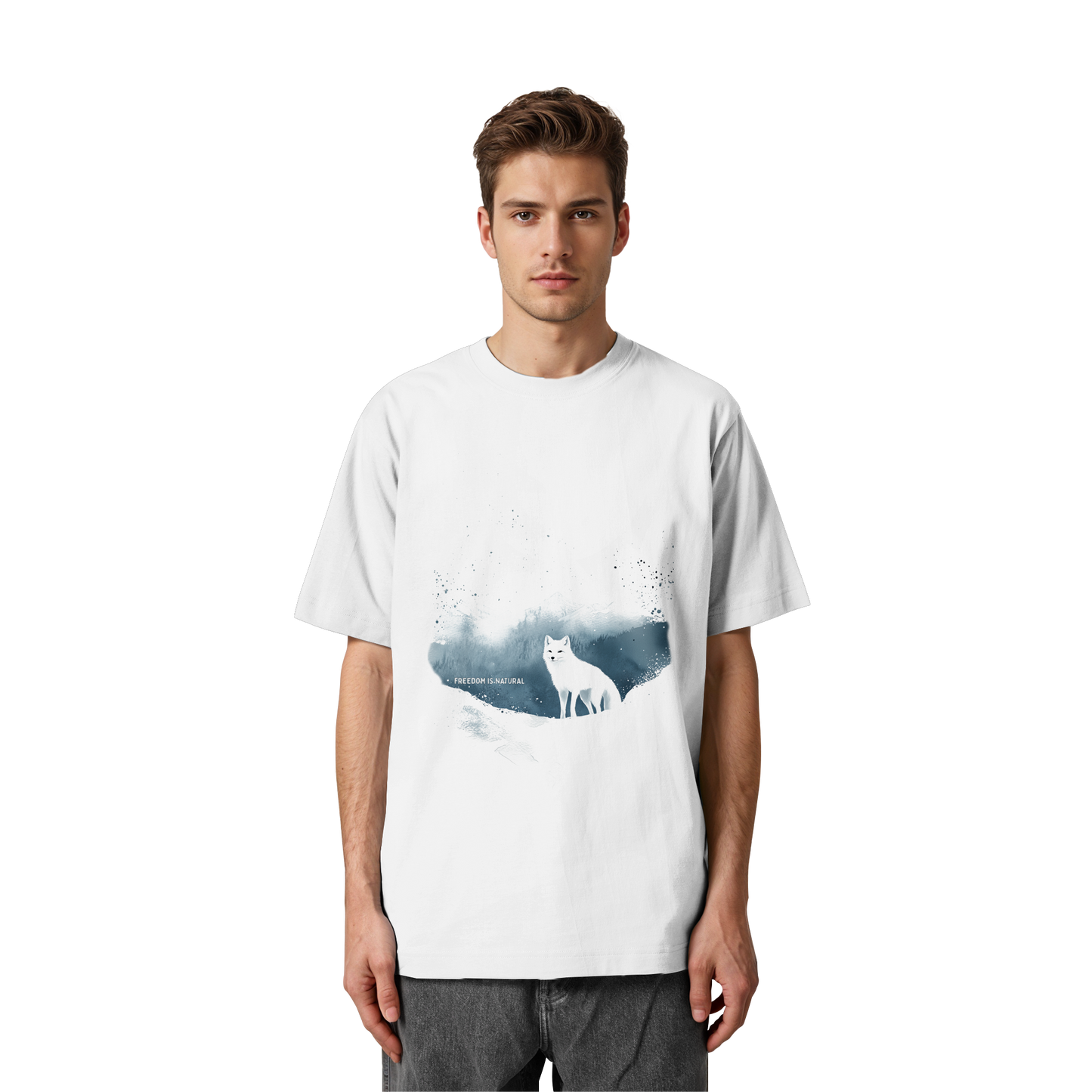 Schneefuchs Watercolor Style - Heavy Oversized Organic Shirt