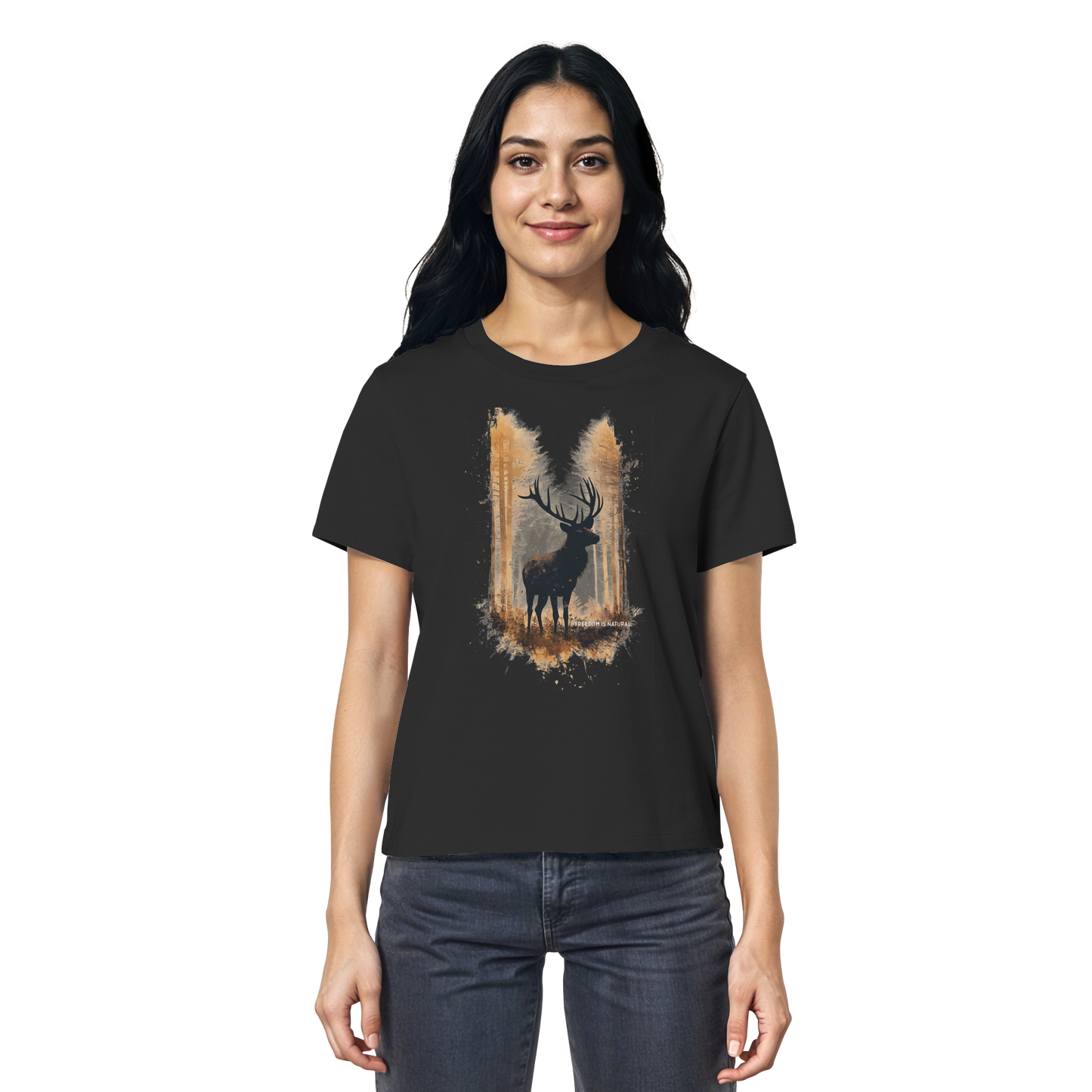 Hirsch Watercolor Style - Ladies Organic Shirt