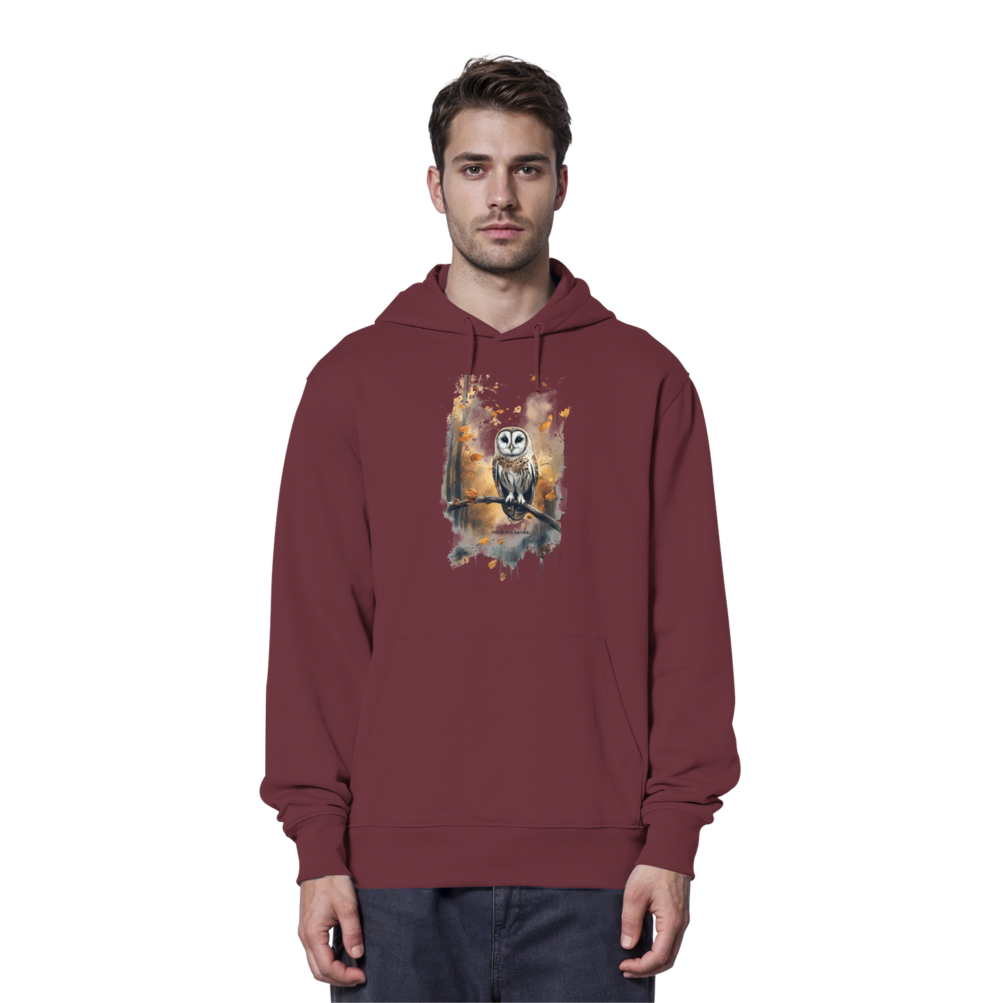 Eule Watercolor Style - Organic Hoodie