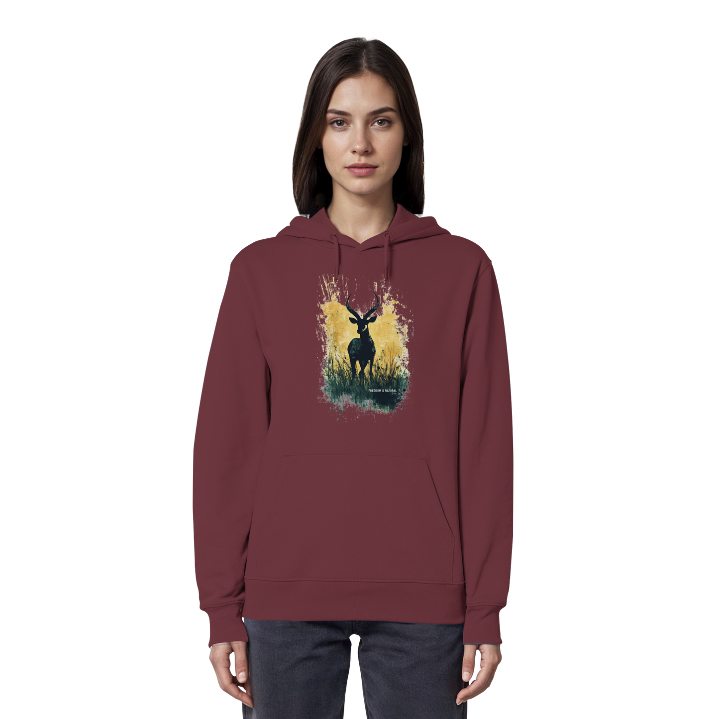 Antilope Watercolor Style - Organic Hoodie Damen