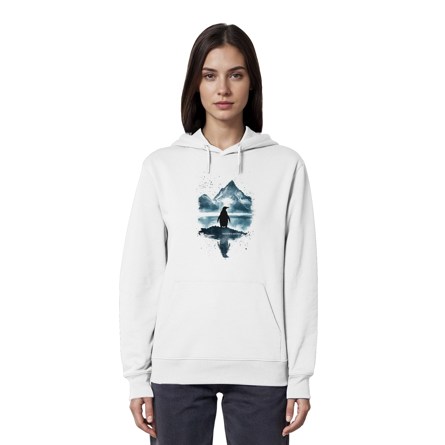 Pinguin Watercolor Style - Organic Hoodie Damen