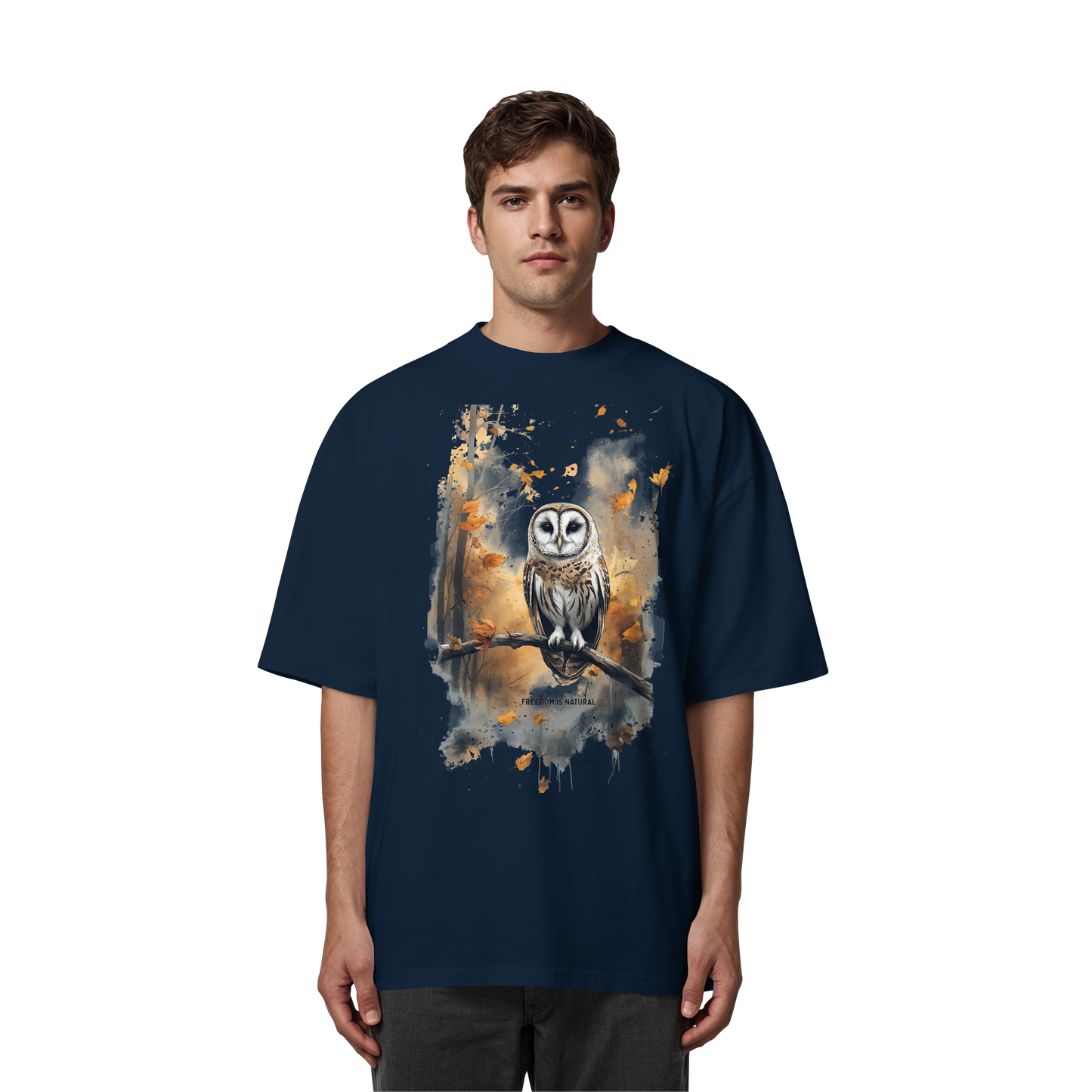Eule Watercolor Style - Organic Oversize Shirt