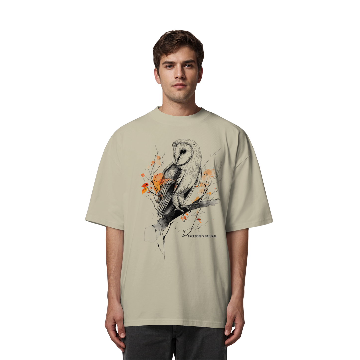 Eule Sketch Art Style - Organic Oversize Shirt