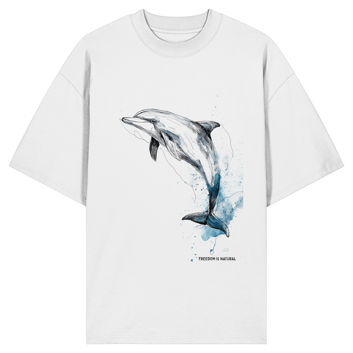 Delphin Watercolor Style Damen - Organic Oversize Shirt