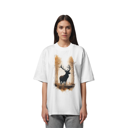 Hirsch Watercolor Style - Organic Oversize Shirt