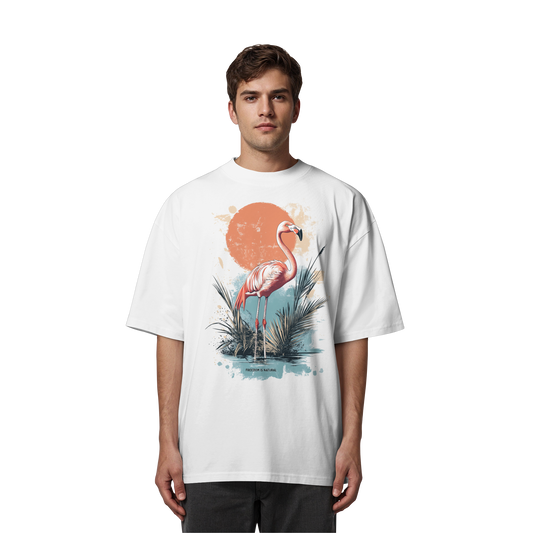 Flamingo Watercolor Style - Organic Oversize Shirt