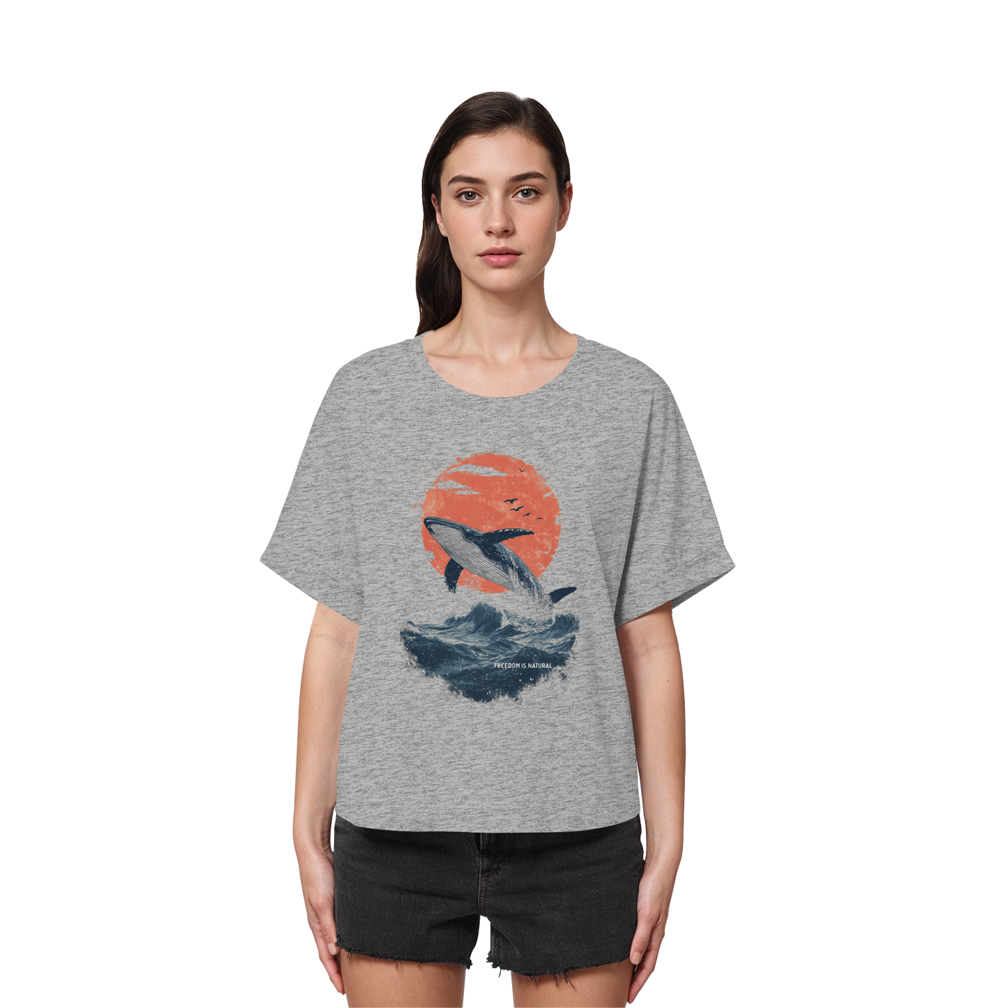 Wal Watercolor Style - Womens Organic Rolled Sleeves T-Shirt