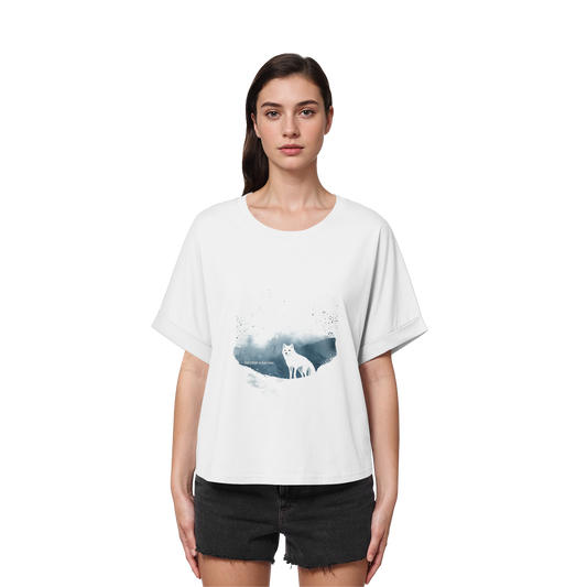 Schneefuchs Watercolor Style - Womens Organic Rolled Sleeves T-Shirt