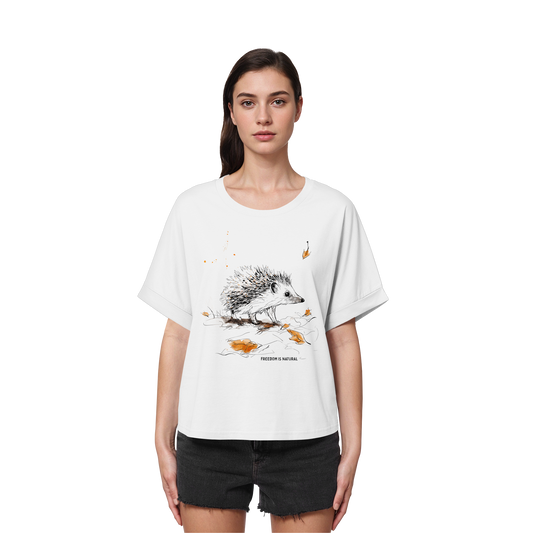 Igel Sketch Art Style - Womens Organic Rolled Sleeves T-Shirt