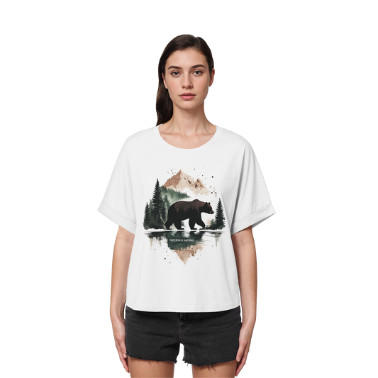 Bär Watercolor Style - Womens Organic Rolled Sleeves T-Shirt