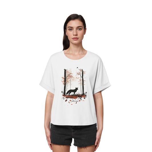 Fuchs Watercolor Style - Womens Organic Rolled Sleeves T-Shirt