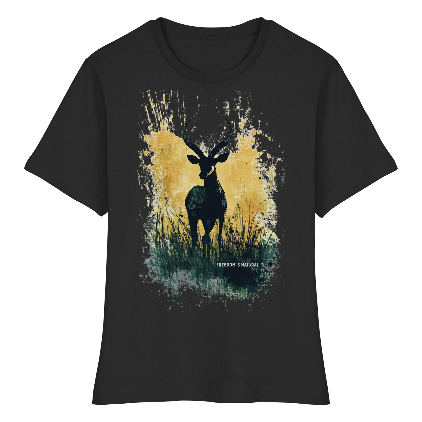 Antilope Watercolor Style - Fitted Ladies Organic Shirt