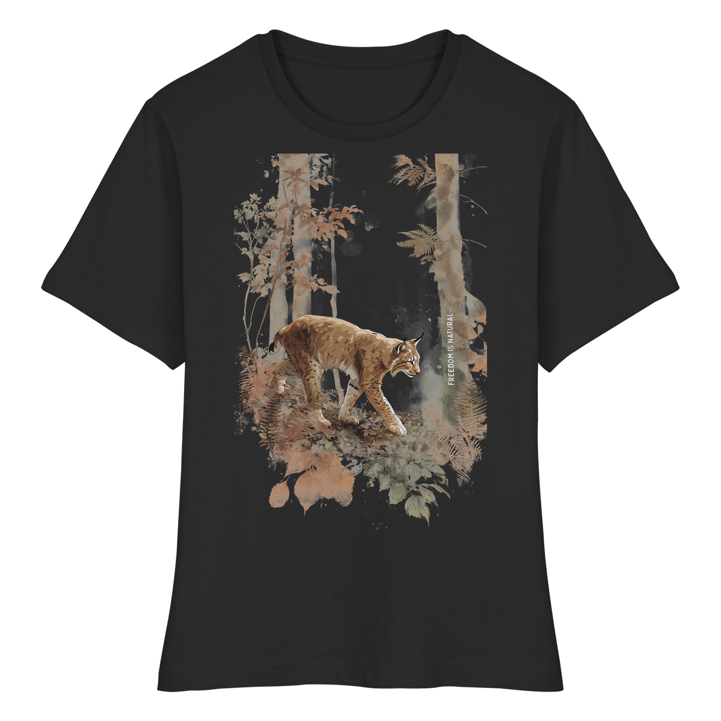 Luchs Watercolor Style - Fitted Ladies Organic Shirt