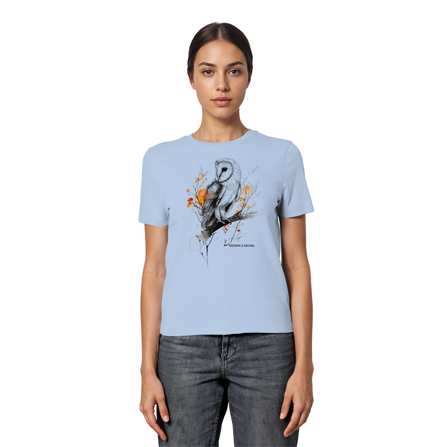 Eule Sketch Art Style - Fitted Ladies Organic Shirt