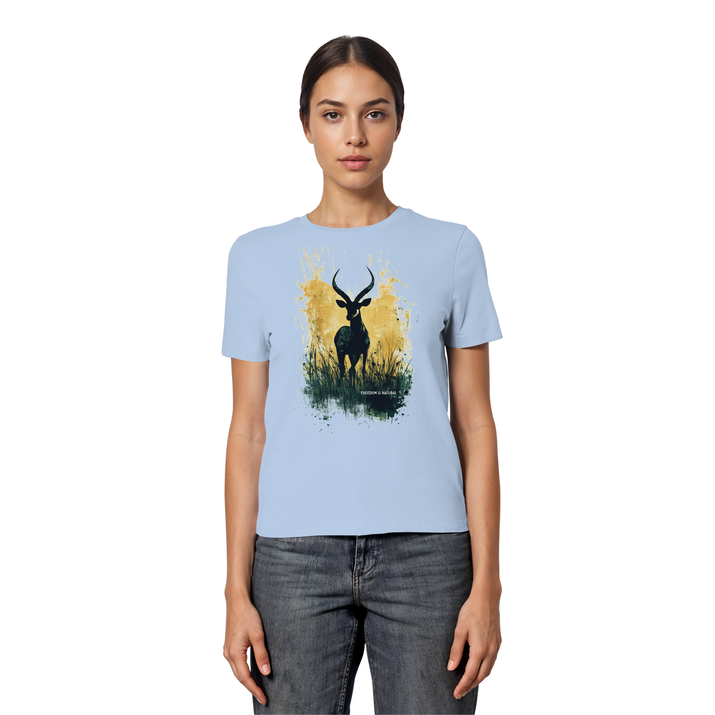 Antilope Watercolor Style - Fitted Ladies Organic Shirt