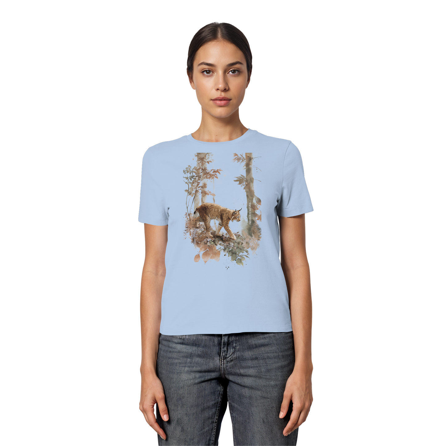 Luchs Watercolor Style - Fitted Ladies Organic Shirt