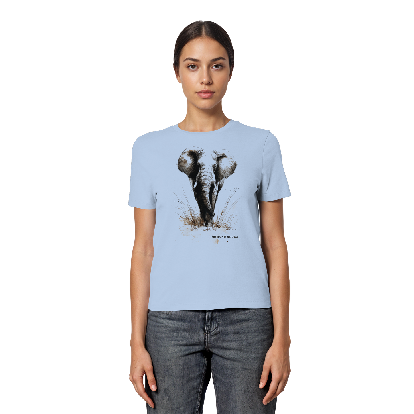 Elefant Sketch Art Style - Fitted Ladies Organic Shirt