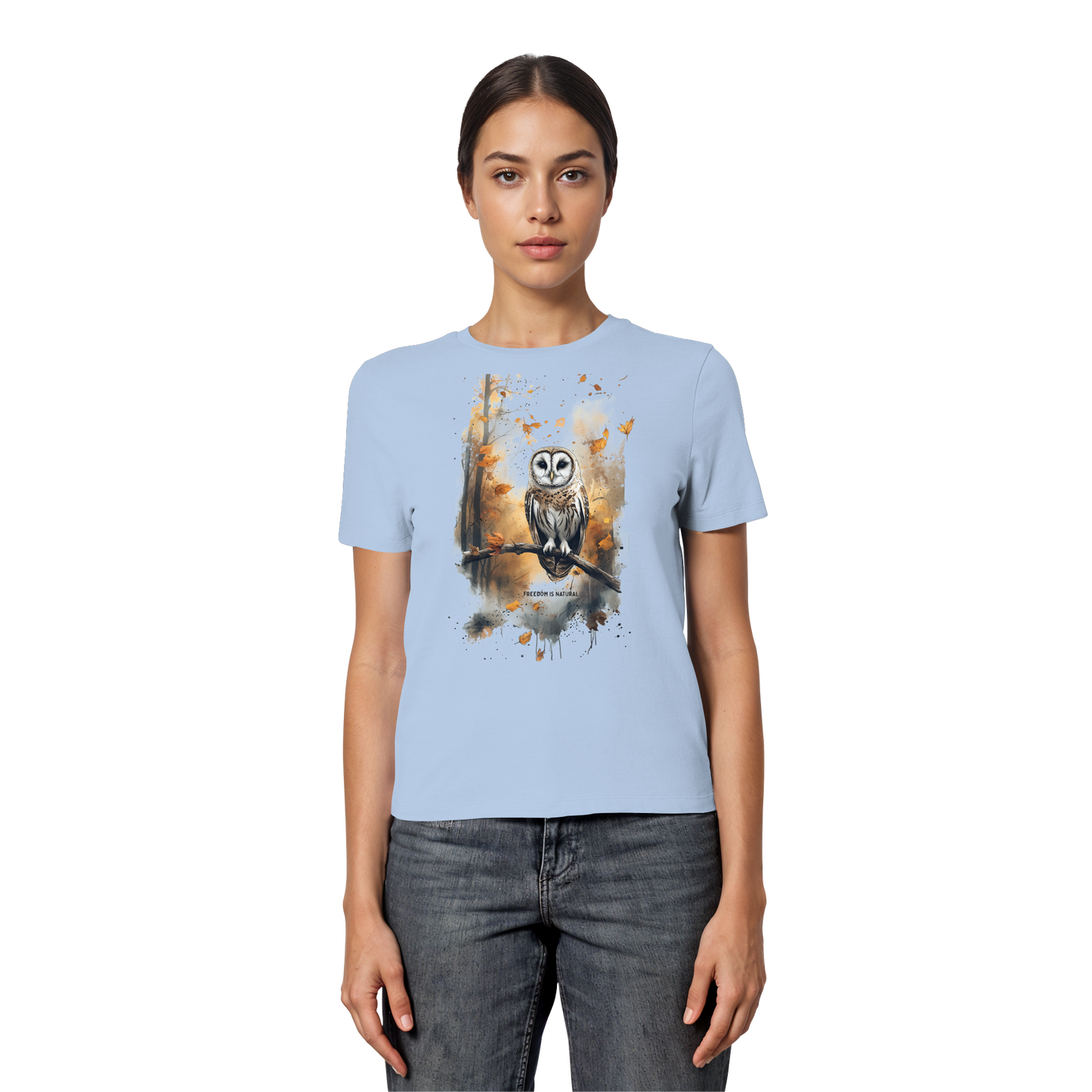 Eule Watercolor Style - Fitted Ladies Organic Shirt