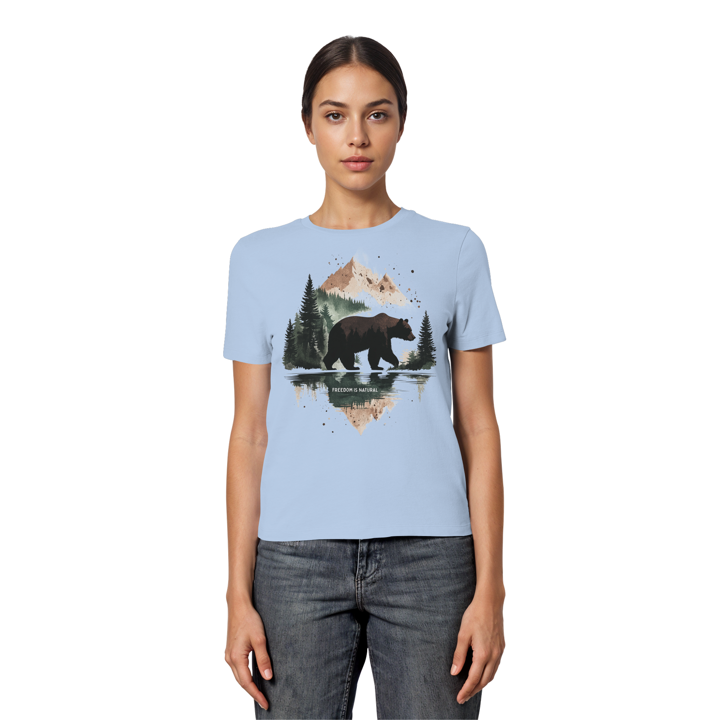 Bär Watercolor Style - Fitted Ladies Organic Shirt