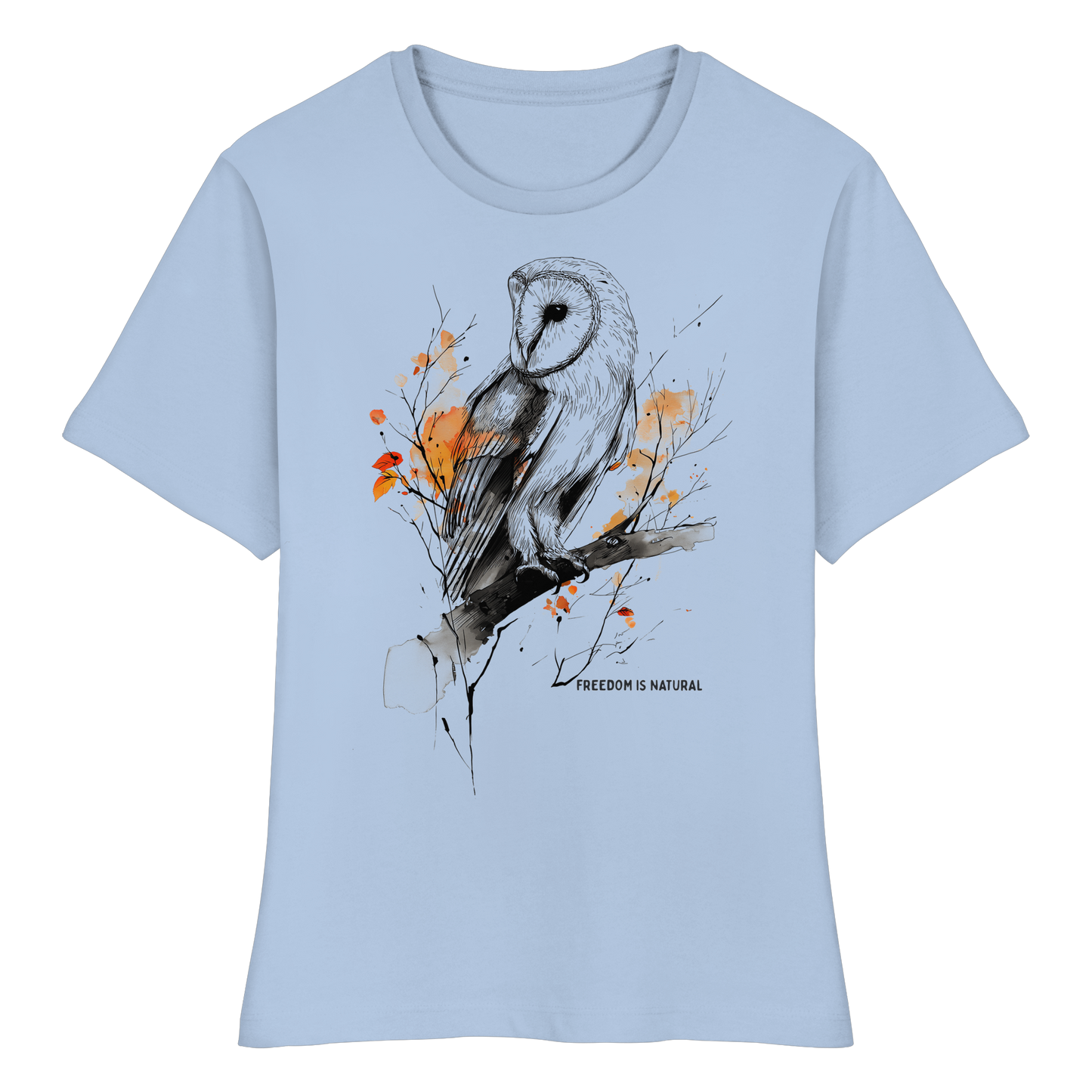Eule Sketch Art Style - Fitted Ladies Organic Shirt