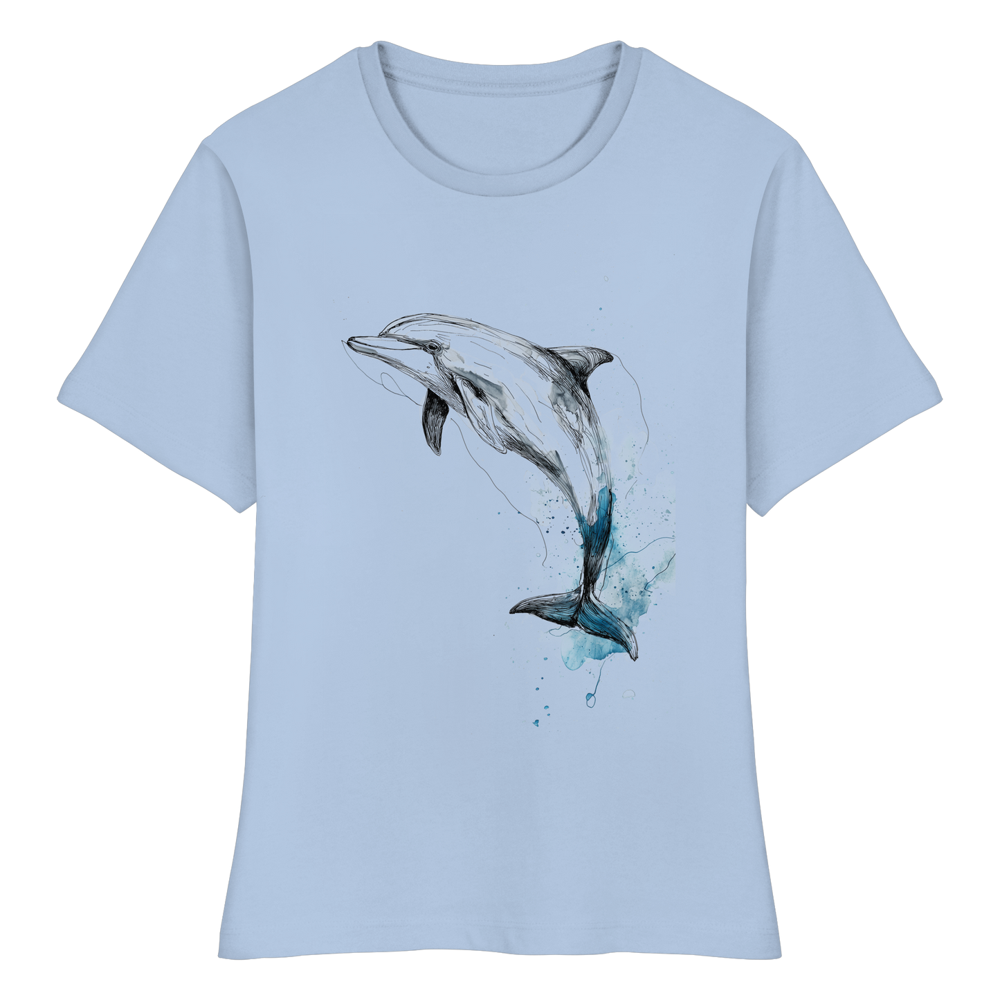 Delphin Watercolor Style - Fitted Ladies Organic Shirt