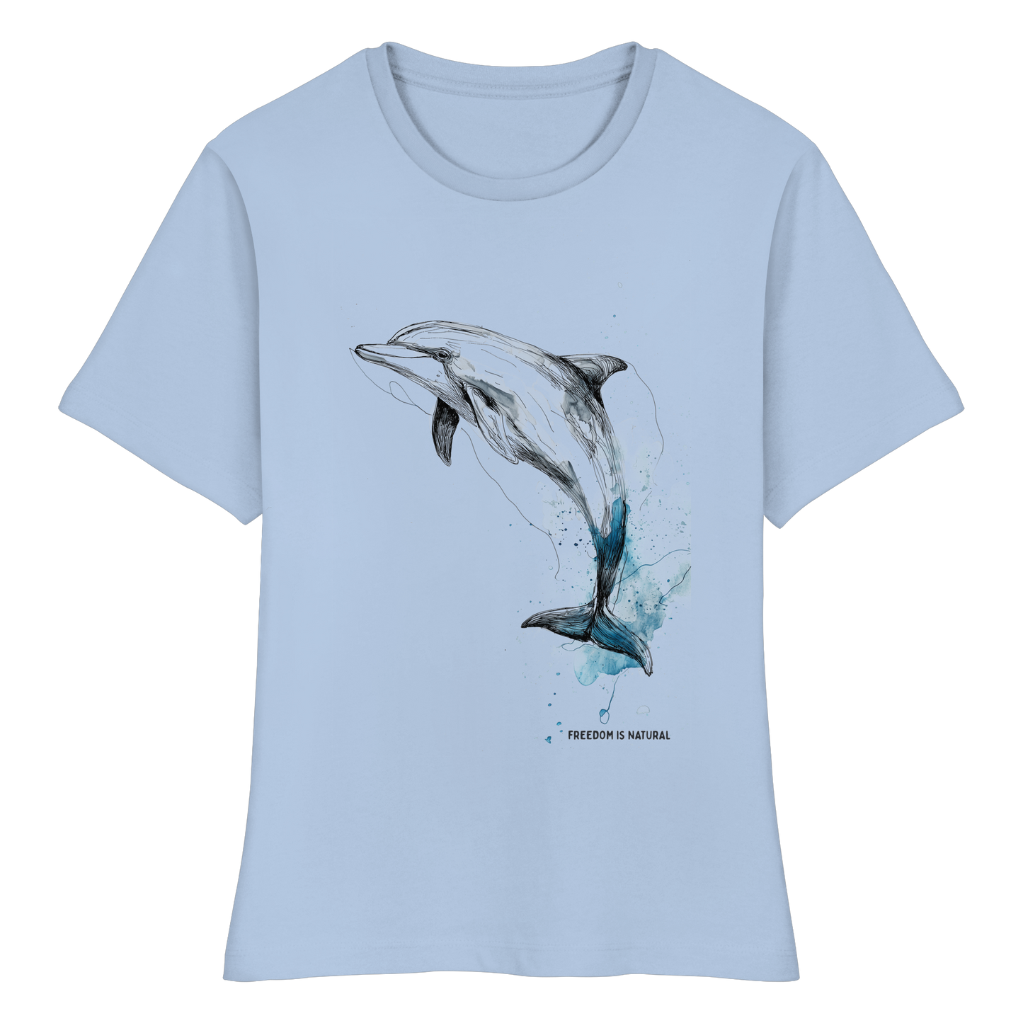 Delphin Watercolor Style - Fitted Ladies Organic Shirt
