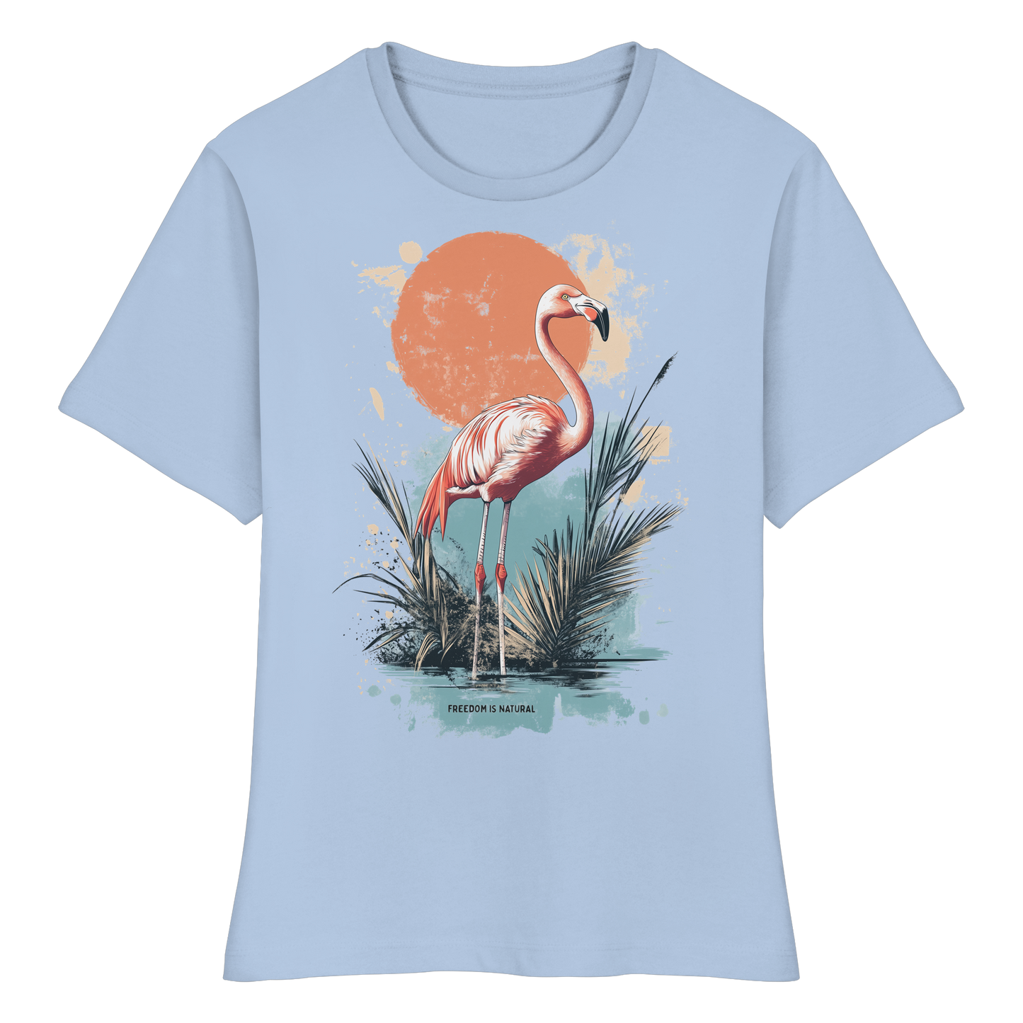 Flamingo Watercolor Style - Fitted Ladies Organic Shirt
