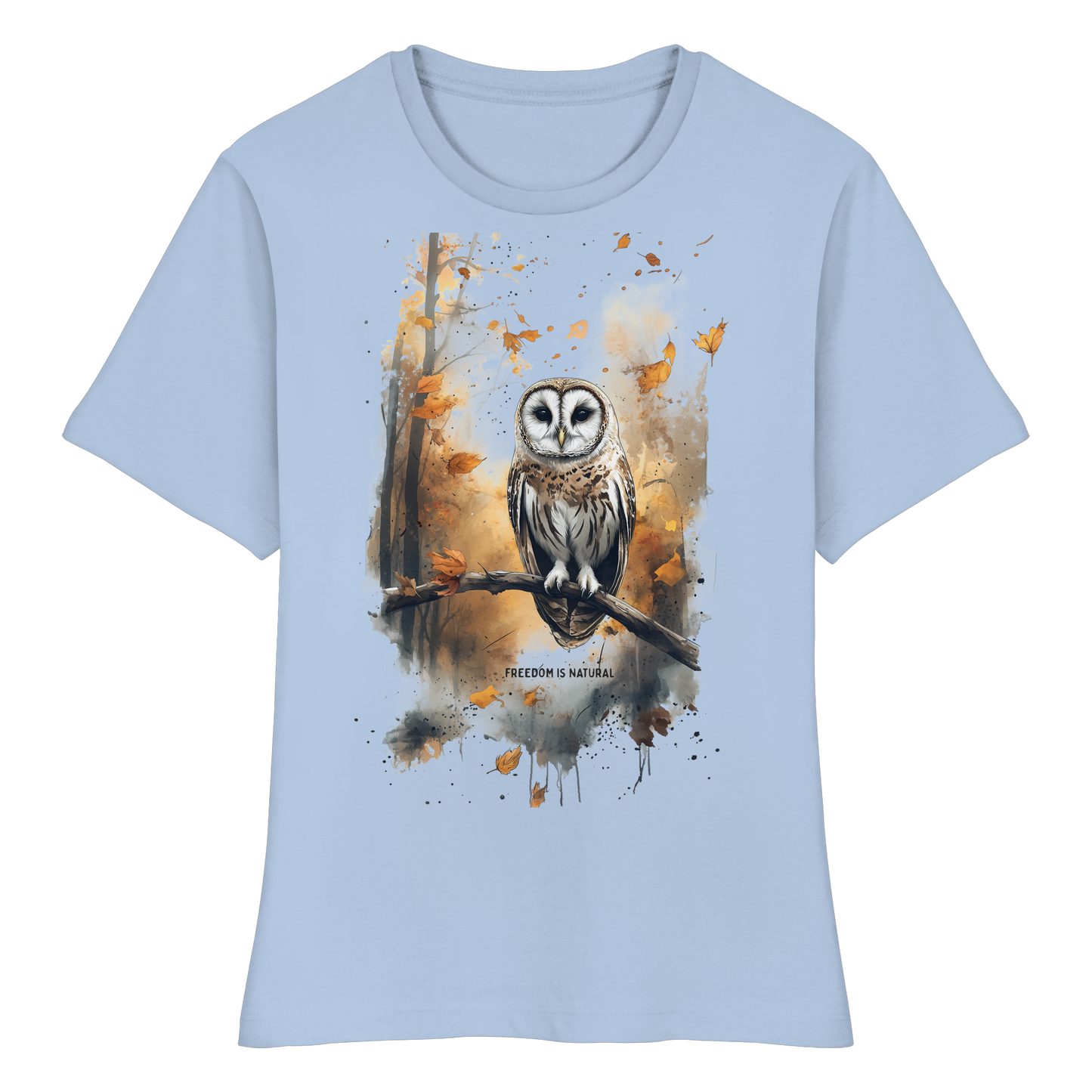 Eule Watercolor Style - Fitted Ladies Organic Shirt