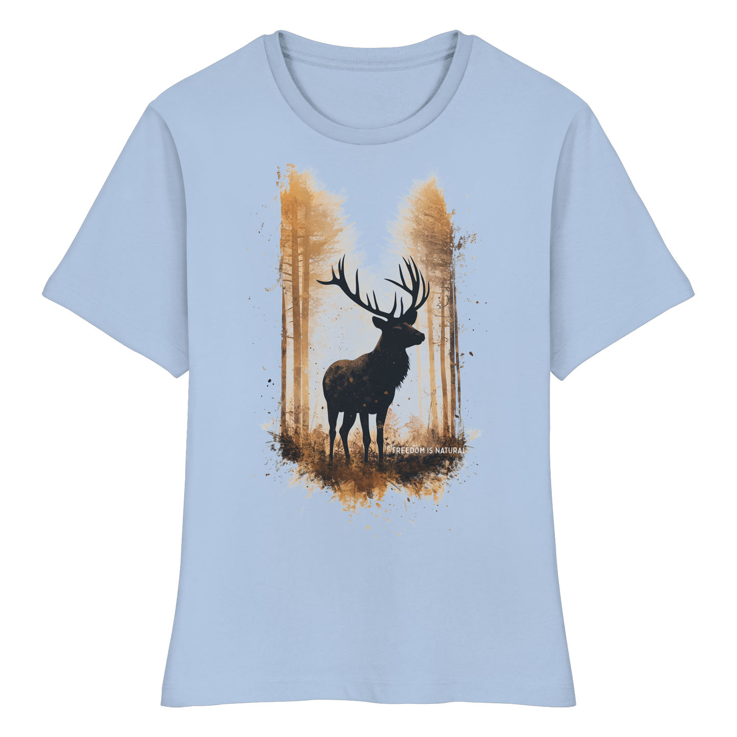 Hirsch Watercolor Style - Fitted Ladies Organic Shirt