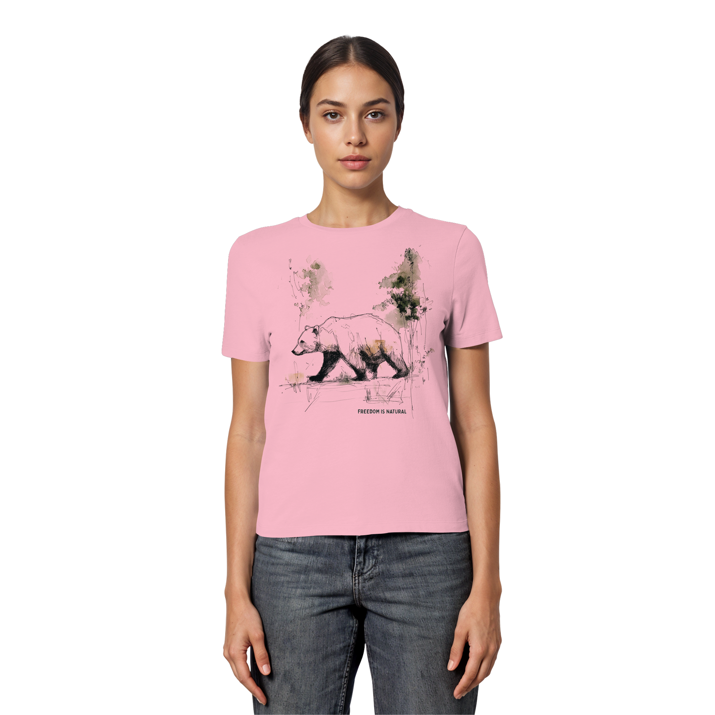 Bär Sketch Art Style - Fitted Ladies Organic Shirt