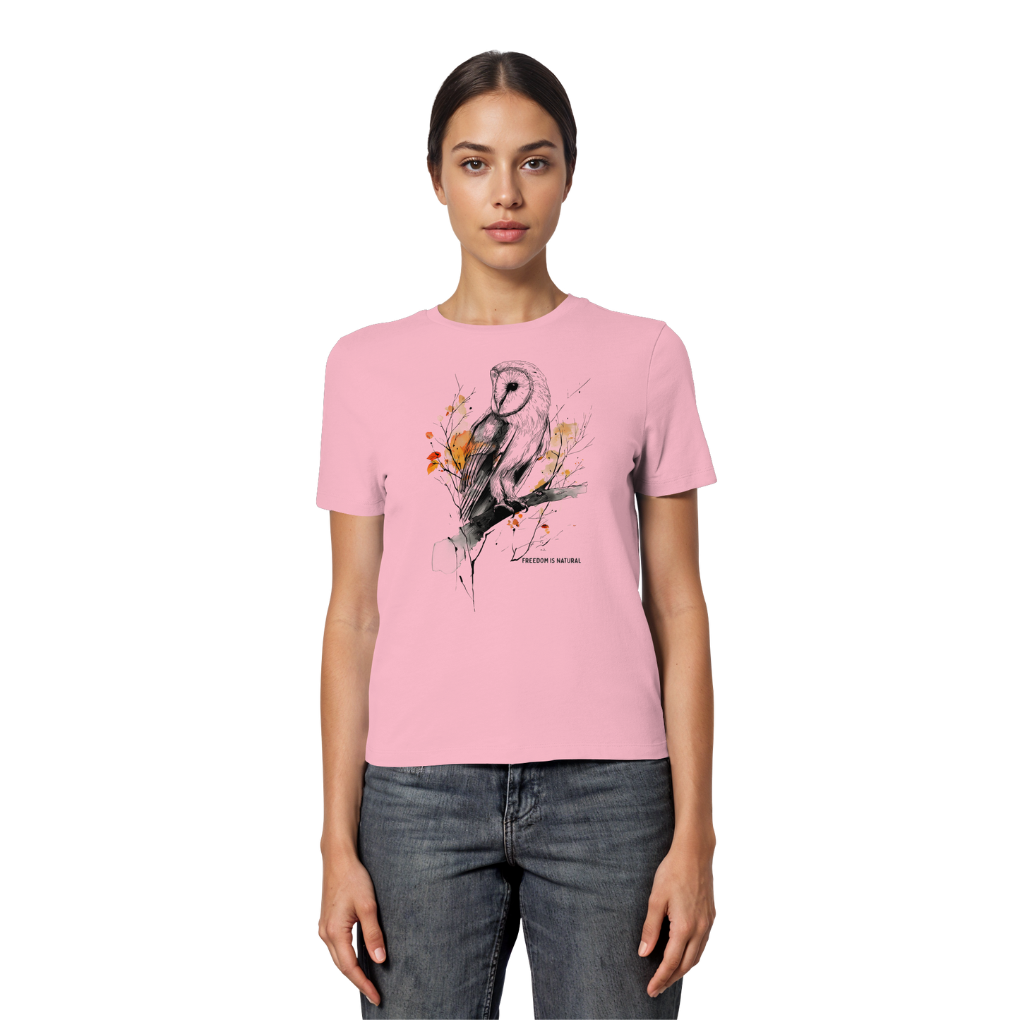 Eule Sketch Art Style - Fitted Ladies Organic Shirt