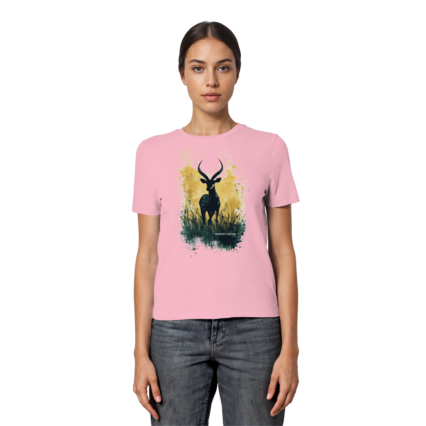 Antilope Watercolor Style - Fitted Ladies Organic Shirt