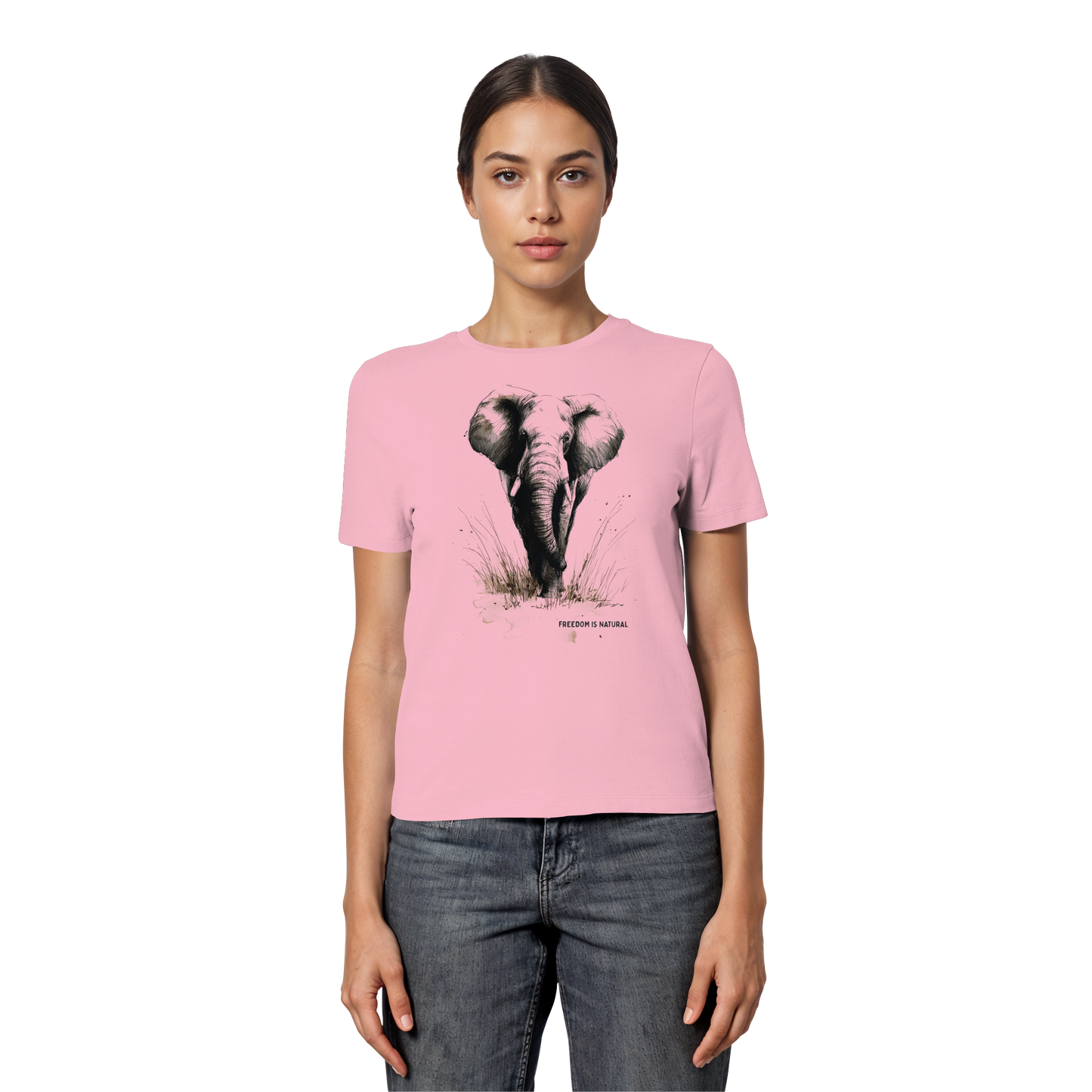 Elefant Sketch Art Style - Fitted Ladies Organic Shirt
