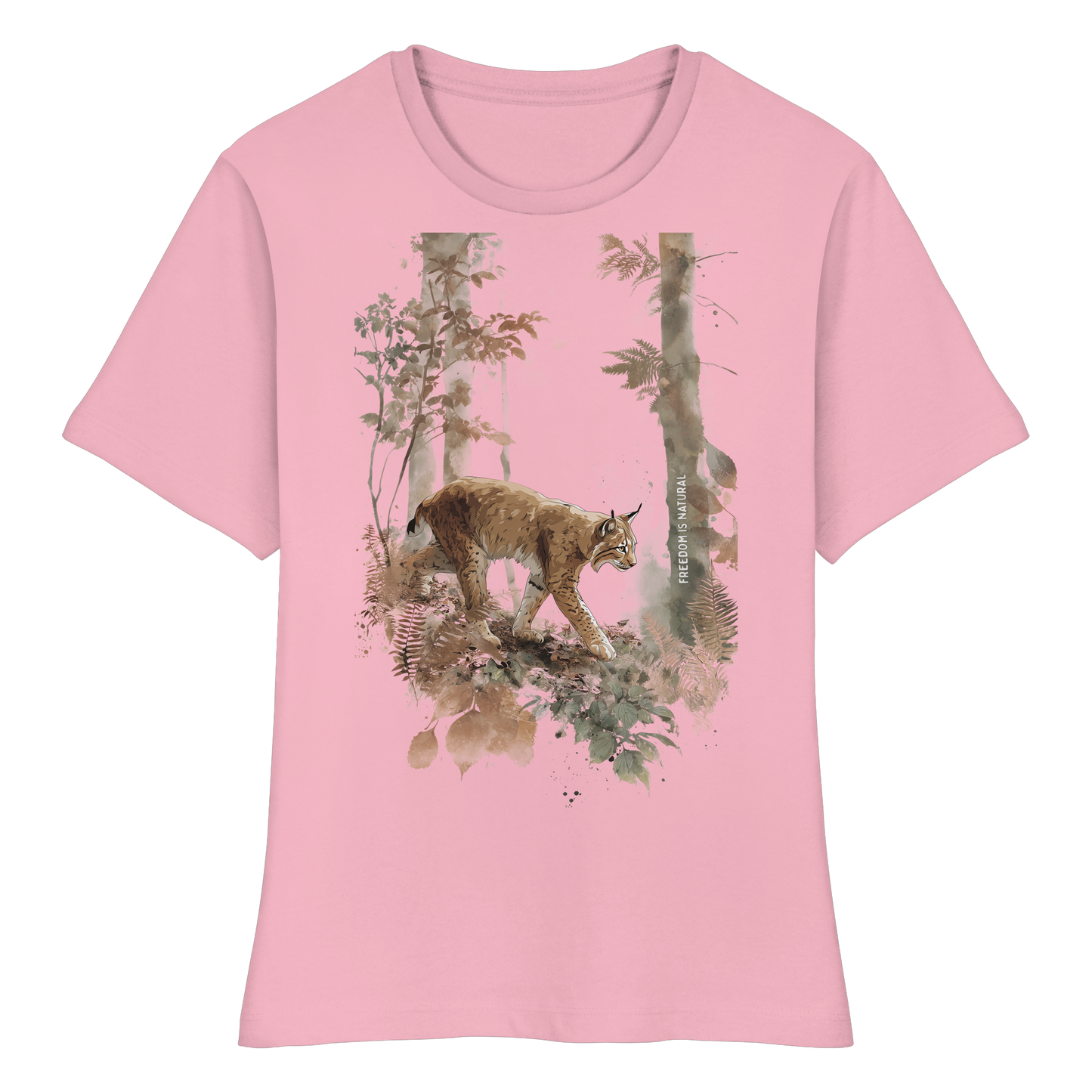 Luchs Watercolor Style - Fitted Ladies Organic Shirt