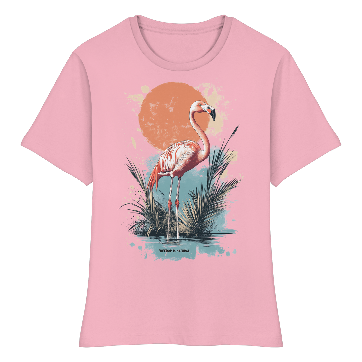 Flamingo Watercolor Style - Fitted Ladies Organic Shirt