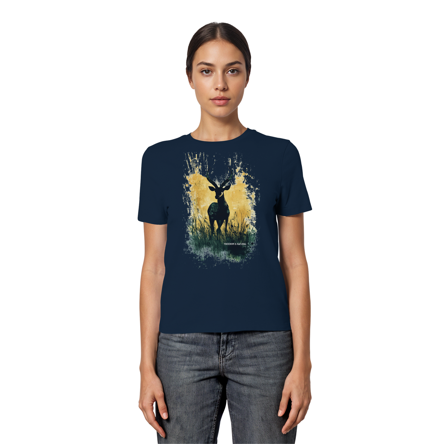 Antilope Watercolor Style - Fitted Ladies Organic Shirt