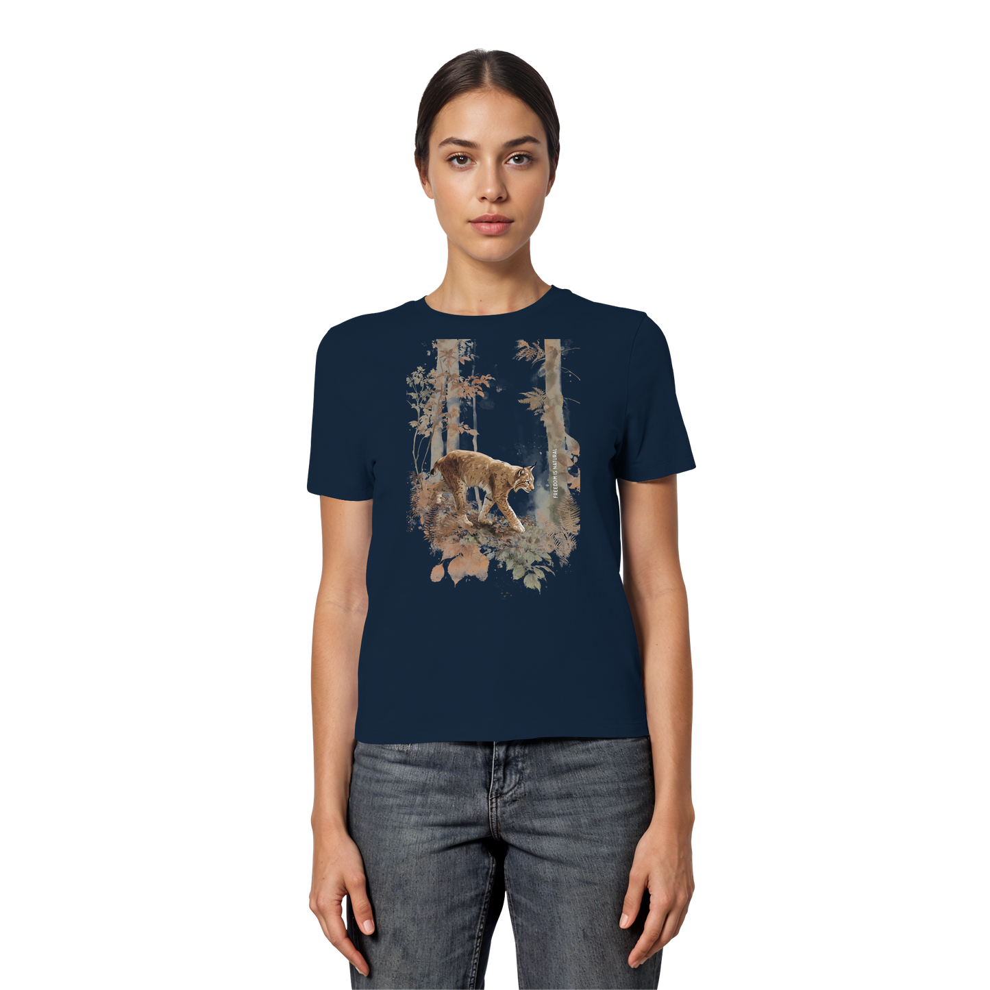 Luchs Watercolor Style - Fitted Ladies Organic Shirt