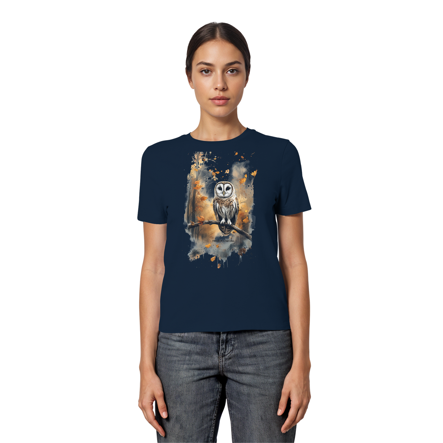 Eule Watercolor Style - Fitted Ladies Organic Shirt