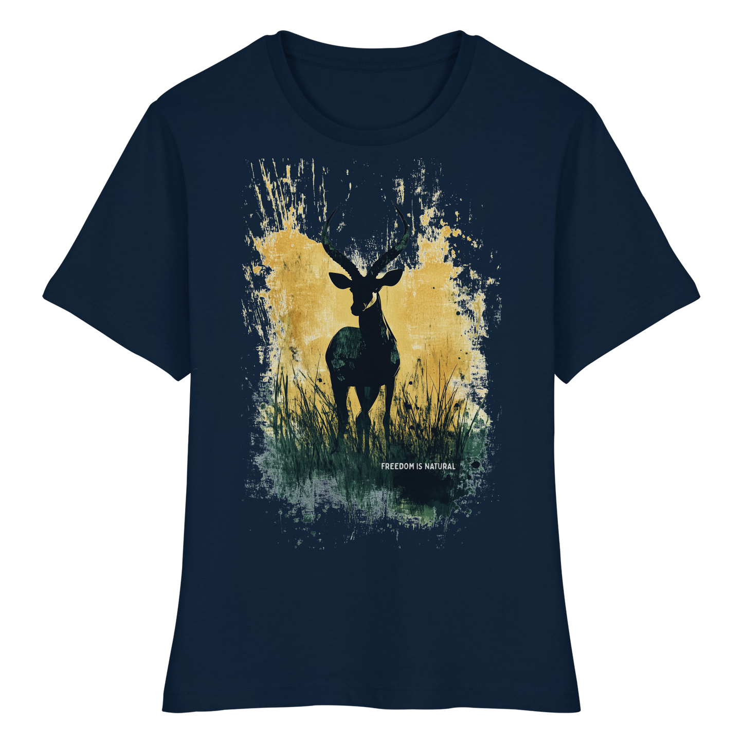 Antilope Watercolor Style - Fitted Ladies Organic Shirt