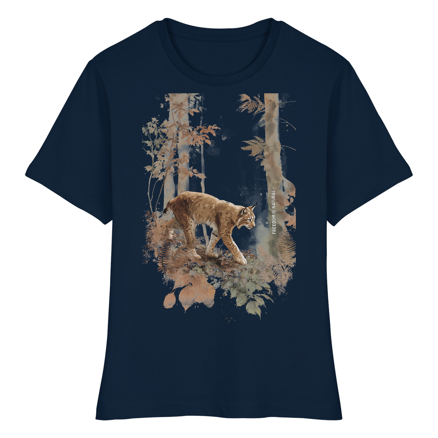 Luchs Watercolor Style - Fitted Ladies Organic Shirt